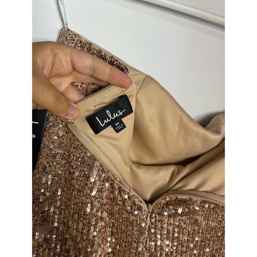 Lulus Lavish Lover Rose Gold Strapless Sequin Maxi Dress Size Medium $118 - Picture 9 of 9